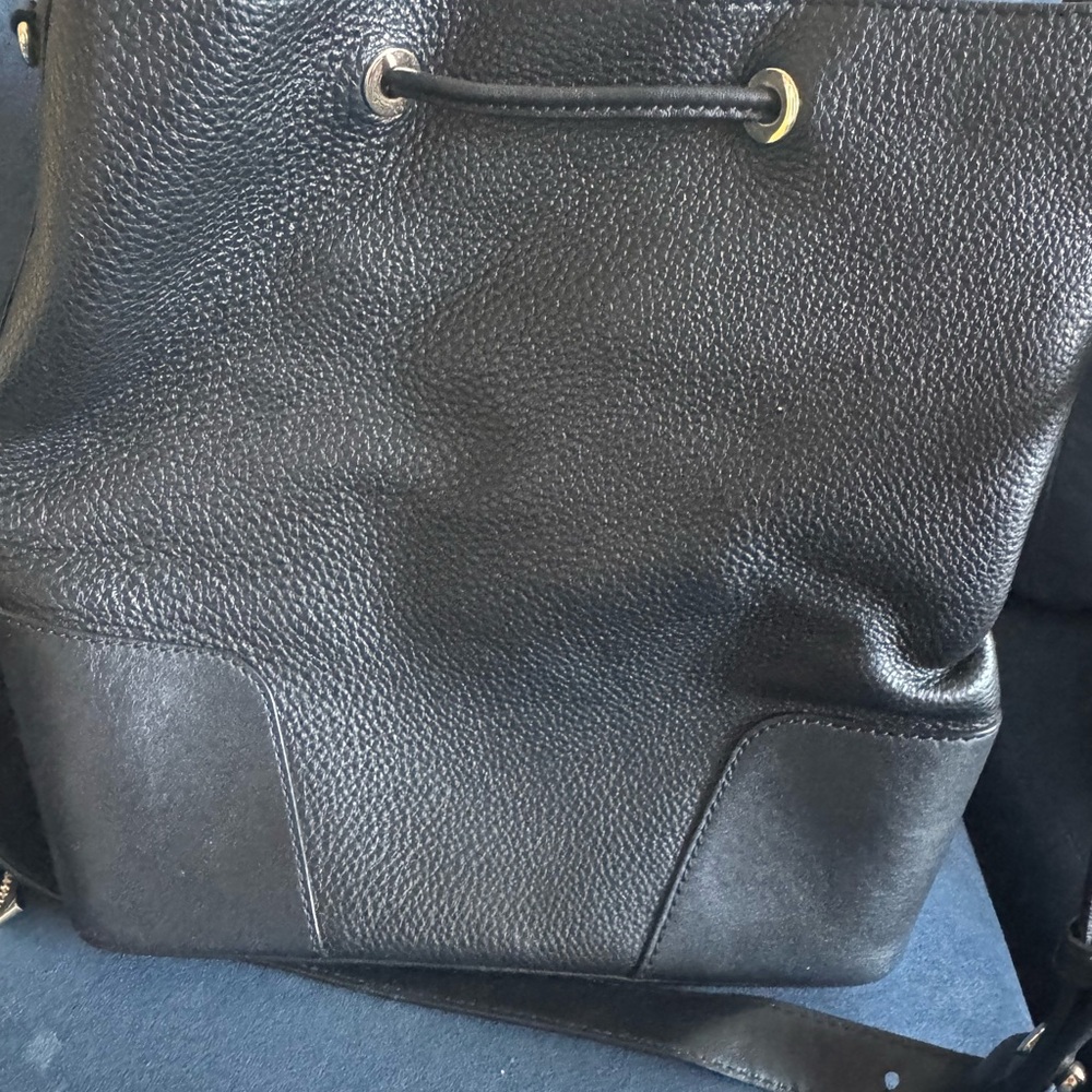 Black Leather Bucket Bag